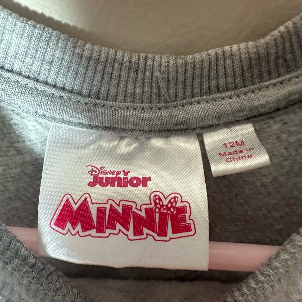 Disney Junior Minnie Mouse Gray Long Sleeved Sweater Dress Girls Size 12 Months - Picture 3 of 6